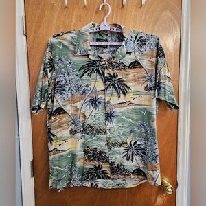 Paradise On A Hanger Beach  Shirt 3XL Vintage Hawaiian Cotton Palm Trees